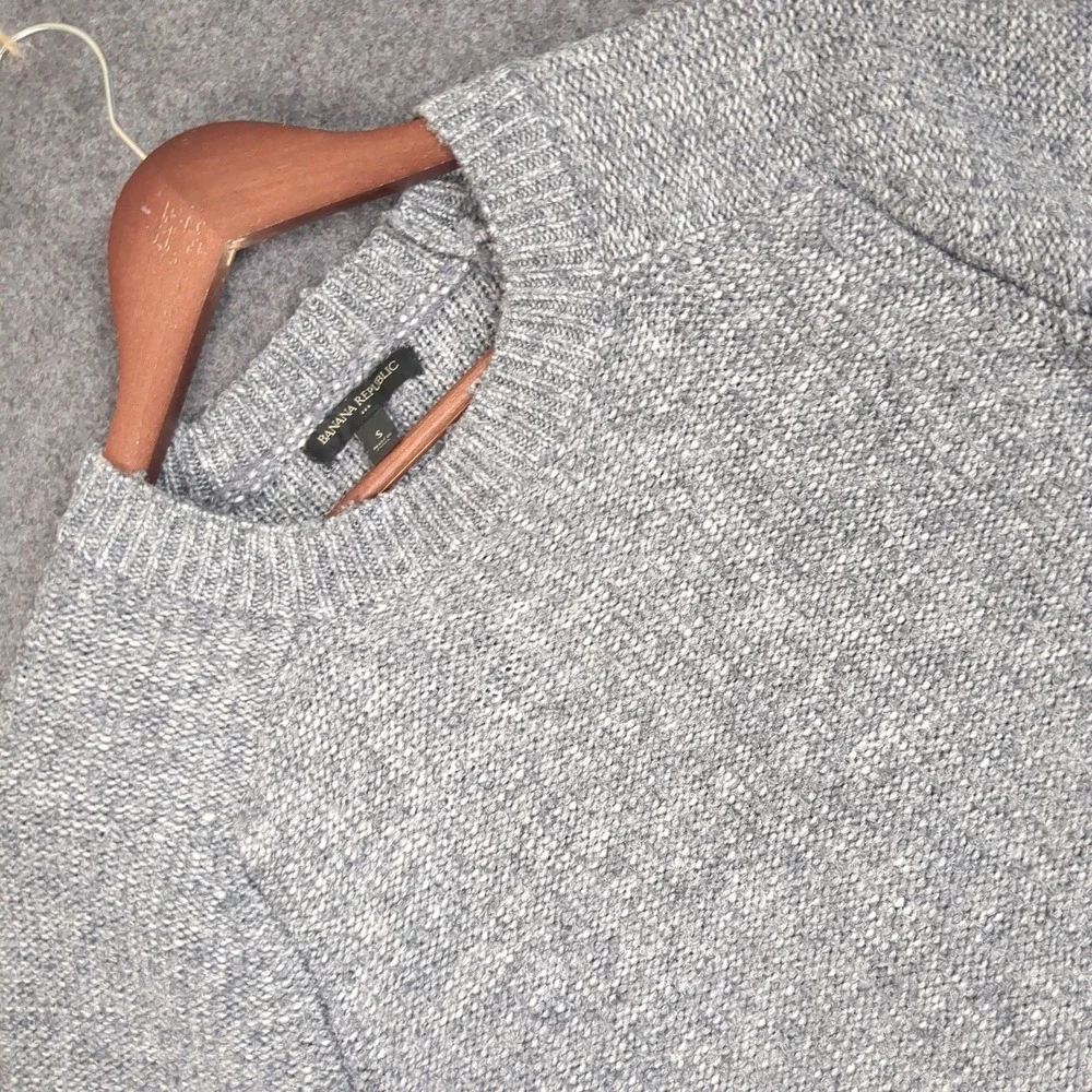 Banana‎ Republic Mens Small Gray Marl Chunky Knit Crewneck Raglan Sweater